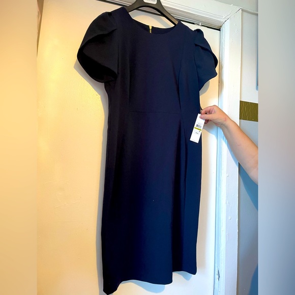 calvin klein pleated sleeve sheath dress Calvin Klein Women's Cap Sleeve Scuba Crepe Pleated Skirt Dress Jungle 8 at Amazon Women's Clothing store